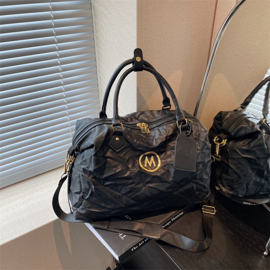 New personalized short-distance travel bag, trendy and fashionable handheld sports and fitness bag, large-capacity PU leather duffel bag