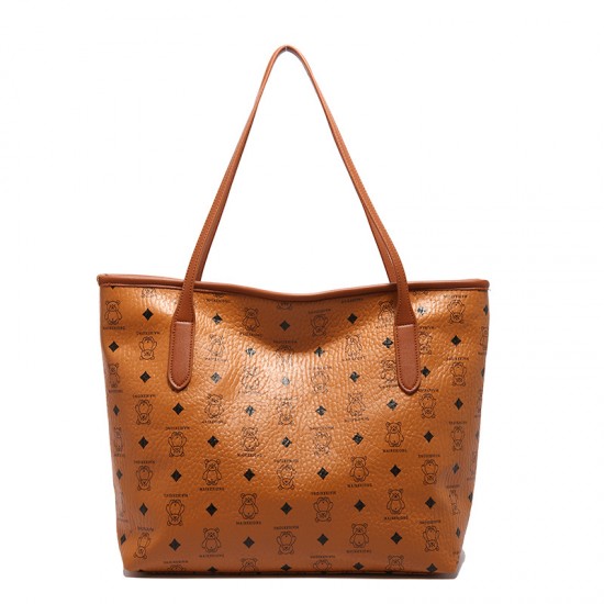 Cross-border trade retro large-capacity handbags, fashionable and trendy printed tote bags, simple commuter shoulder bags