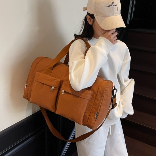 Unisex travel luggage with shoe compartment and double pockets, wet/dry separation, sports fitness bag