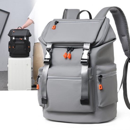 New men's large-capacity travel backpacks, stylish and trendy solid-color business laptop backpacks.
