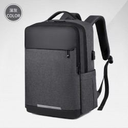 Wholesale logo-printed backpacks for college students, simple commuting backpacks with multiple compartments, 15-inch laptop backpacks.