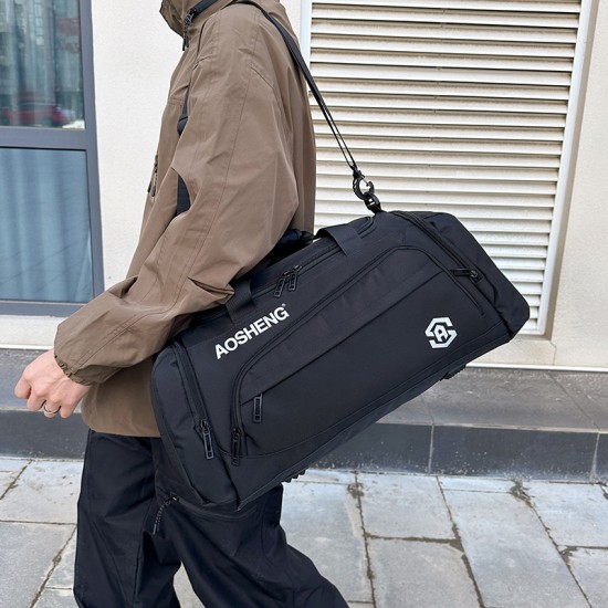 Large-capacity travel bag with shoe compartment, decompression shoulder strap, travel bag with trolley for men and women on business trips