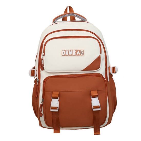 New contrasting color backpack for junior high school students, trendy and casual, versatile backpack for classes, college students, and high school students