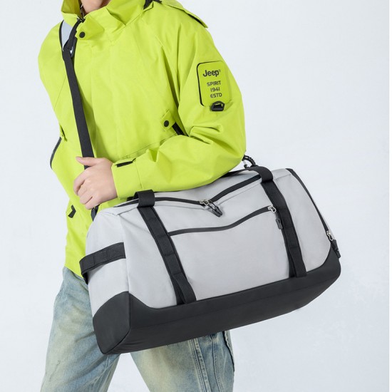Men's stylish sports and fitness bag with wet and dry separation, shoe compartment, stress relief shoulder strap, casual travel bag