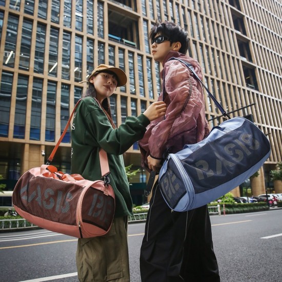 Fashionable men's and women's sports bag, wet/dry separation, travel bag, travel bag for short trips, travel bag with shoe compartment.