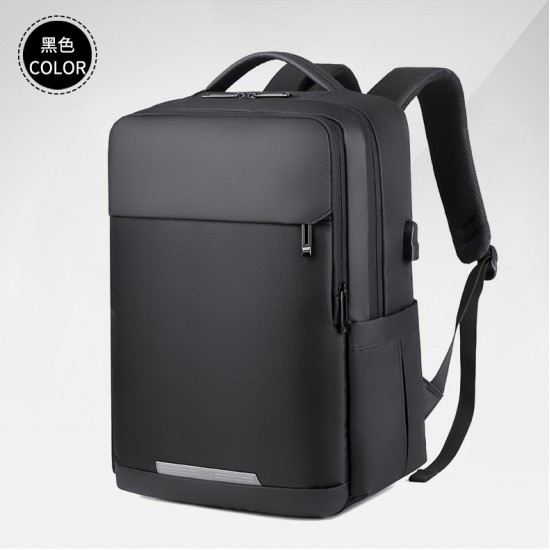 Wholesale logo-printed backpacks for college students, simple commuting backpacks with multiple compartments, 15-inch laptop backpacks.