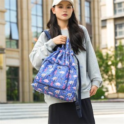Fashionable sports bag, foldable drawstring handbag, large-capacity, portable, casual, home shopping backpack