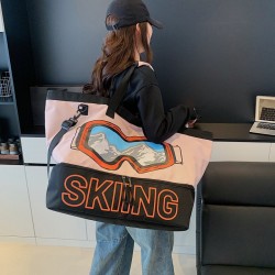 Large-capacity gym bag with shoe compartment, drawstring storage, men's travel luggage storage bag