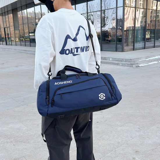 Large-capacity travel bag with shoe compartment, decompression shoulder strap, travel bag with trolley for men and women on business trips