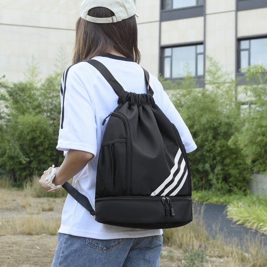 Cross-border wholesale backpack with drawstring pocket, lightweight basketball, soccer, foldable travel, and outdoor leisure backpack