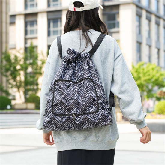Fashionable sports bag, foldable drawstring handbag, large-capacity, portable, casual, home shopping backpack