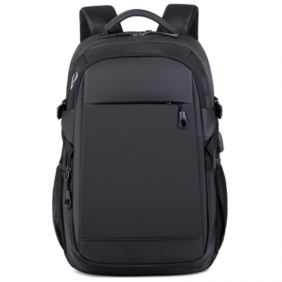 Cross-border men's laptop bags, trendy travel bags with headphone jacks, leather-wrapped backpacks for business commuting and casual student backpacks.