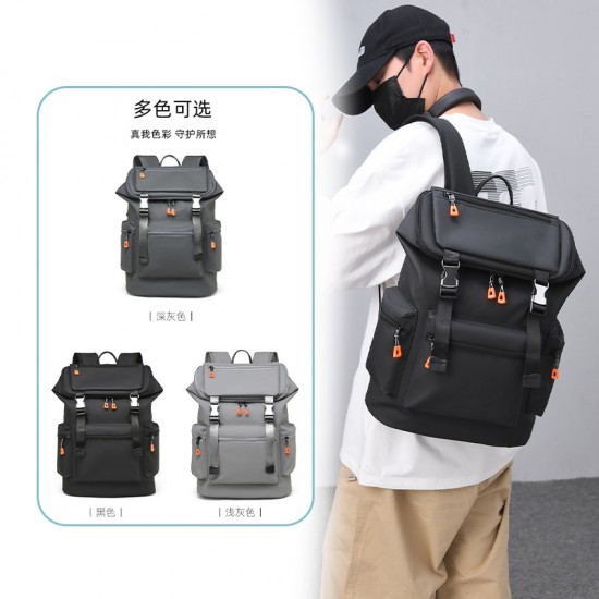 New men's large-capacity travel backpacks, stylish and trendy solid-color business laptop backpacks.