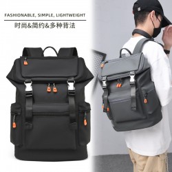 New men's large-capacity travel backpacks, stylish and trendy solid-color business laptop backpacks.