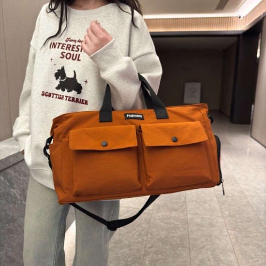 Sports and Leisure Wet/Dry Separate Gym Bag, Large-Capacity Travel Hand Luggage Bag with Trolley and Shoe Compartment