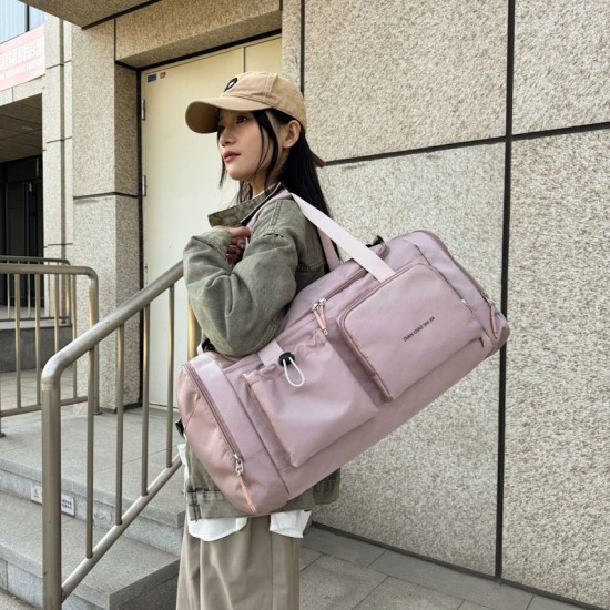 Men's and Women's Back-to-School and Holiday Storage Luggage Bag, Wet/Dry Separate Gym Bag with Trolley and Shoe Compartment