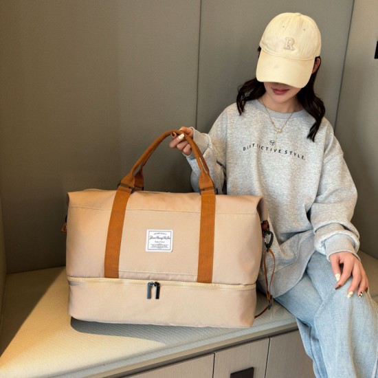 Stylish contrasting color storage bag, simple large-capacity business travel bag, wet/dry separation, fitness bag with shoe compartment