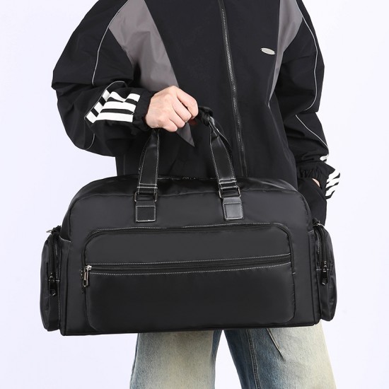 Men's large-capacity travel bag with multiple pockets, short-distance business trip outdoor storage, trolley function