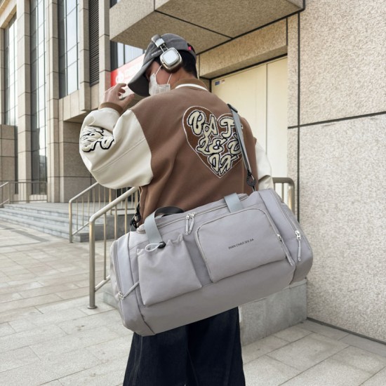 Men's and Women's Back-to-School and Holiday Storage Luggage Bag, Wet/Dry Separate Gym Bag with Trolley and Shoe Compartment