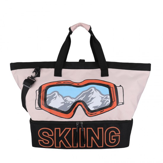 Large-capacity gym bag with shoe compartment, drawstring storage, men's travel luggage storage bag