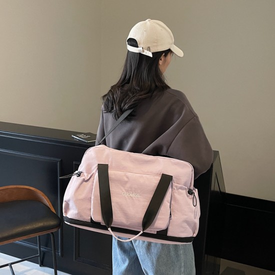 Cross-border casual sports bag, foldable large-capacity travel bag, wet and dry compartment, trolley fitness and yoga bag