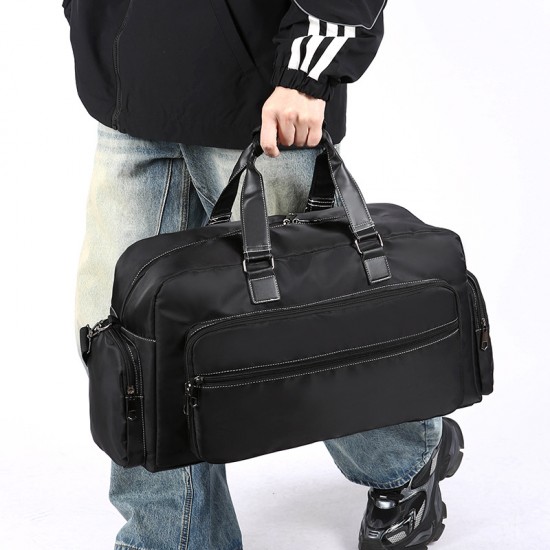 Men's large-capacity travel bag with multiple pockets, short-distance business trip outdoor storage, trolley function