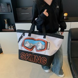 Large-capacity gym bag with shoe compartment, drawstring storage, men's travel luggage storage bag