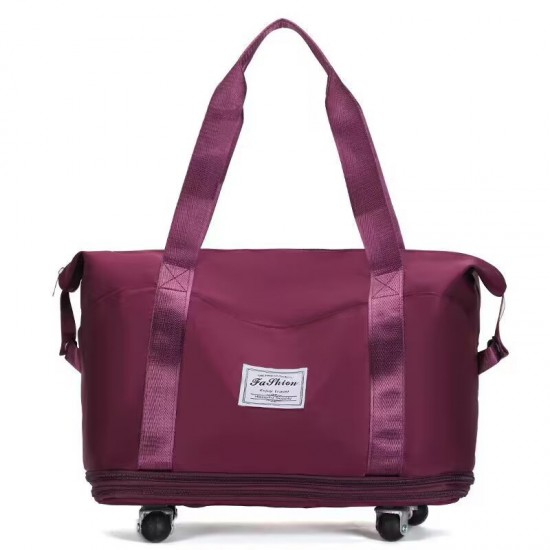 Short travel luggage with wheels, expandable moving storage bag, large-capacity portable gym bag for expectant mothers