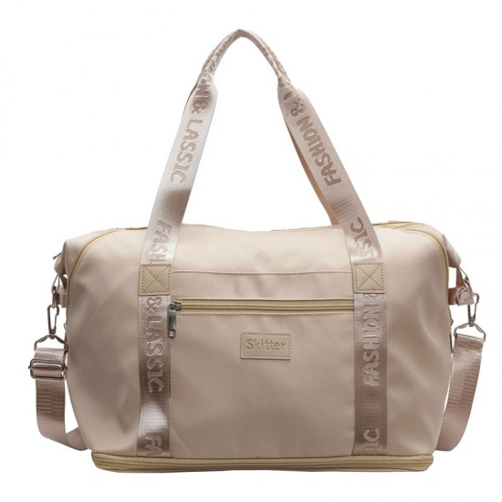 Expandable large-capacity travel bag, single-shoulder travel bag with wet/dry separation and casual gym bag with trolley