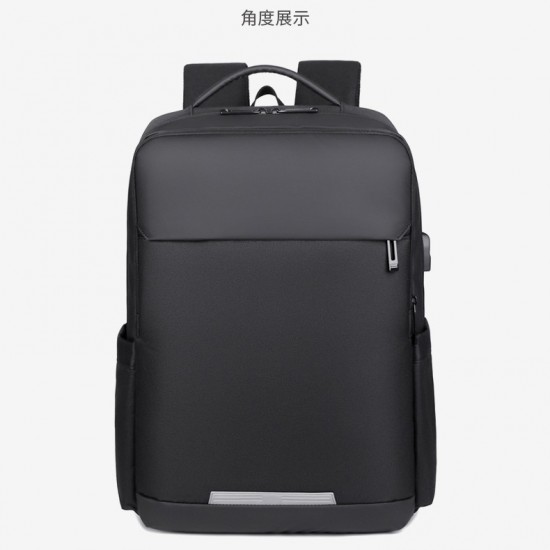 Wholesale logo-printed backpacks for college students, simple commuting backpacks with multiple compartments, 15-inch laptop backpacks.