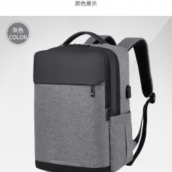 Wholesale logo-printed backpacks for college students, simple commuting backpacks with multiple compartments, 15-inch laptop backpacks.