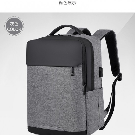 Wholesale logo-printed backpacks for college students, simple commuting backpacks with multiple compartments, 15-inch laptop backpacks.