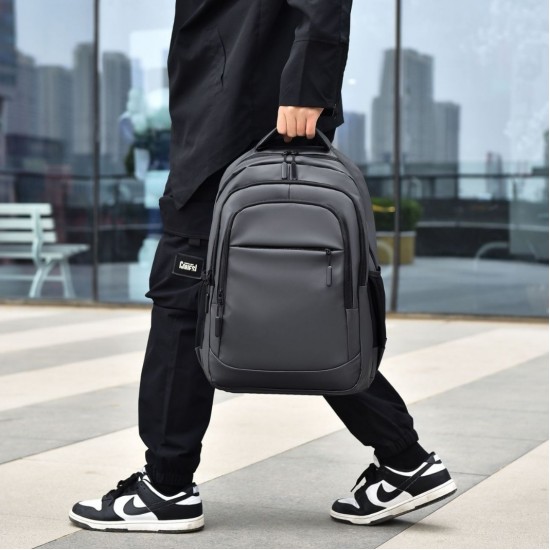 New cross-border backpack, men's large-capacity leather-coated commuting laptop bag, travel and leisure, outdoor business backpack