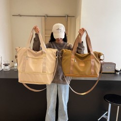 Expandable large-capacity travel bag, single-shoulder travel bag with wet/dry separation and casual gym bag with trolley