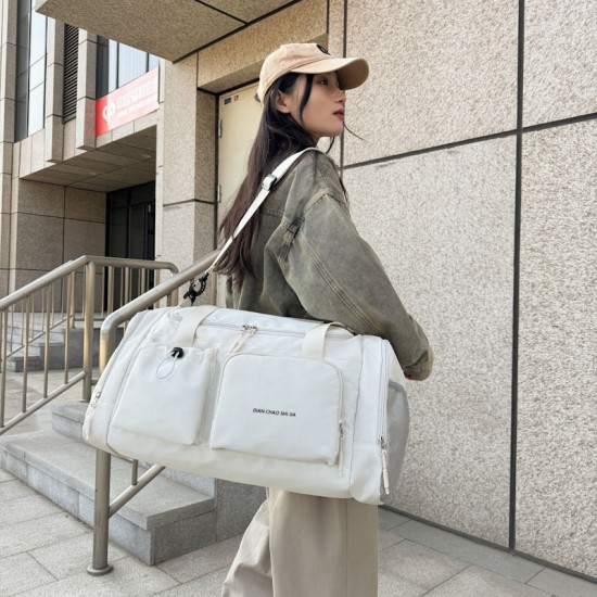 Men's and Women's Back-to-School and Holiday Storage Luggage Bag, Wet/Dry Separate Gym Bag with Trolley and Shoe Compartment